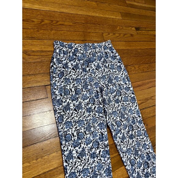 Talbots Womens Casual Pull on Pants Sz 4 Blue Paisley Lightweight Elastic Waist - Picture 2 of 6